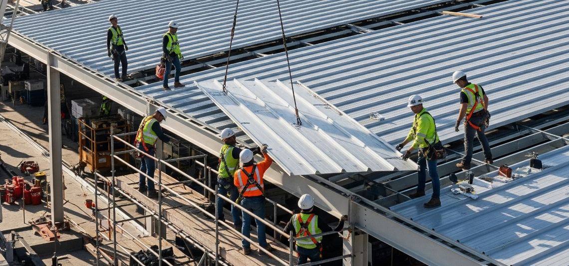 Sandwich Roof panel installation site 